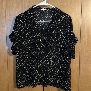 Polka Dot Collared Button Up Blouse